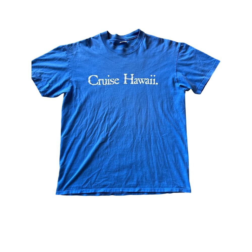 Vintage American Cruise Hawaii Promo USA Made Single Stitch Faded Blue XL Tee